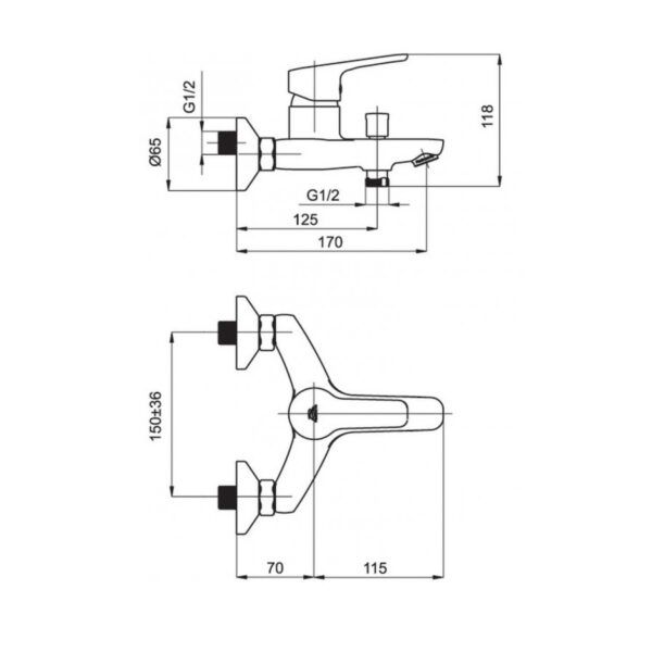 Vanová baterie UNO-10 černá