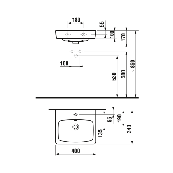 LYRA PLUS Viva umývátko 40 x 34 cm