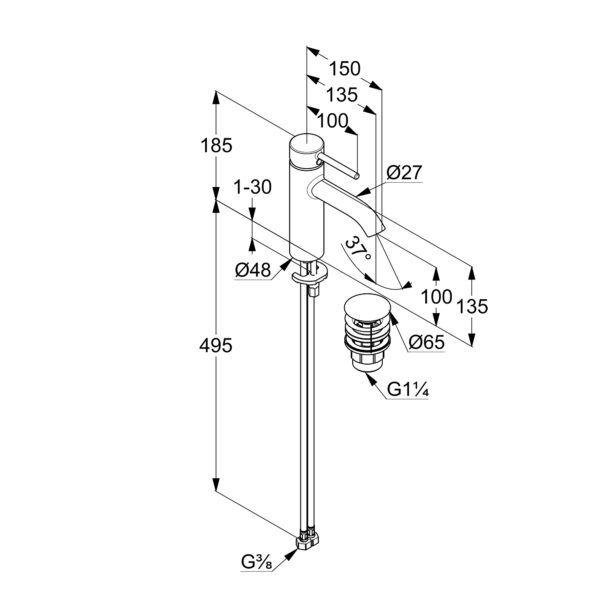 Umyvadlová jednopáková baterie Kludi BOZZ černá