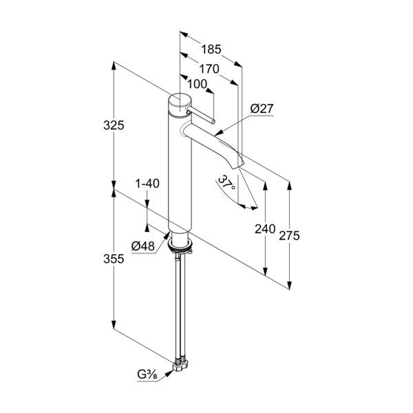 Umyvadlová jednopáková baterie Kludi BOZZ černá
