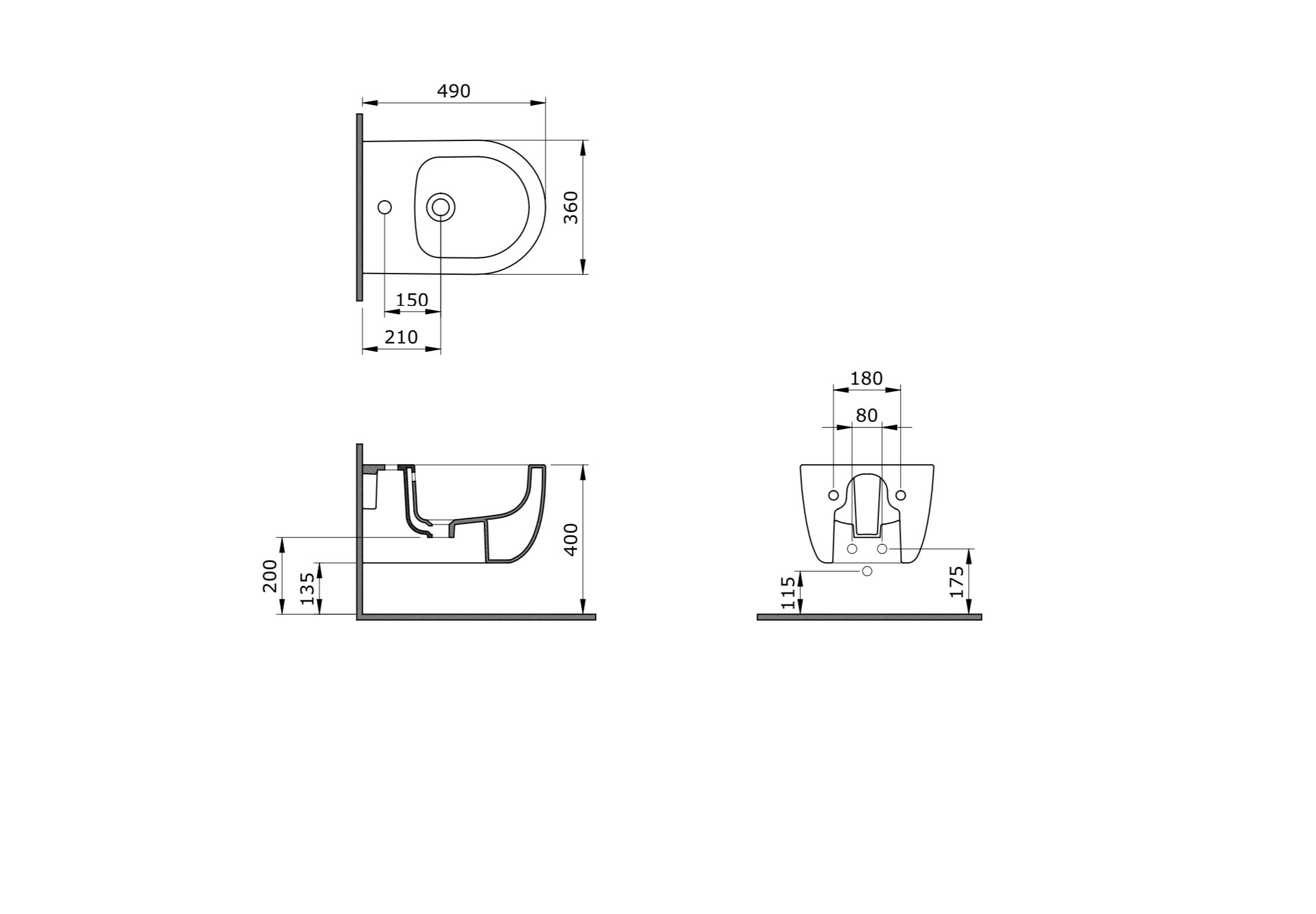 Závěsný bidet V-TONDO Závěsný bidet V-TONDO
