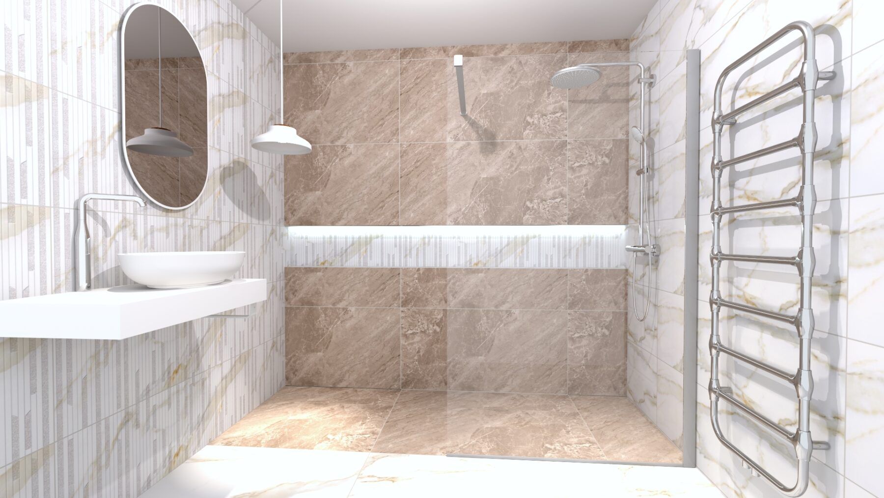 Koupelny s dotykem mramoru