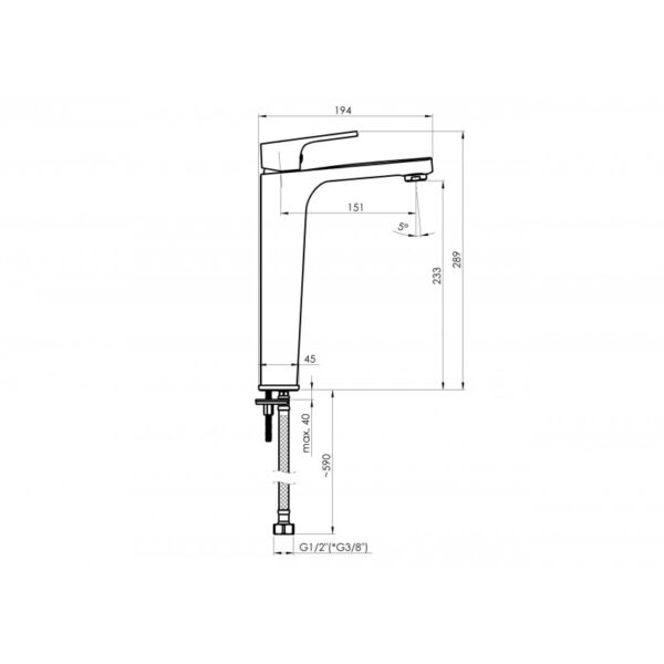 Umyvadlová vysoká baterie MODENA-18D