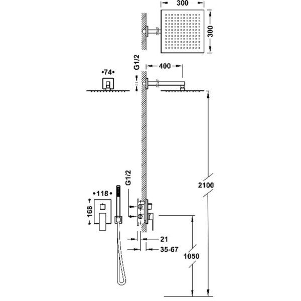Podomítkový sprchový set CUADRO-Tres