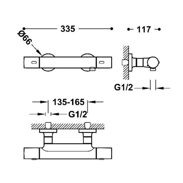 Termostatická sprchová nástěnná baterie OVER WALL