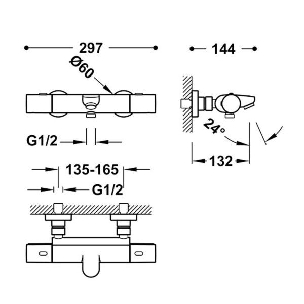Termostatická vanová nástěnná baterie OVER WALL