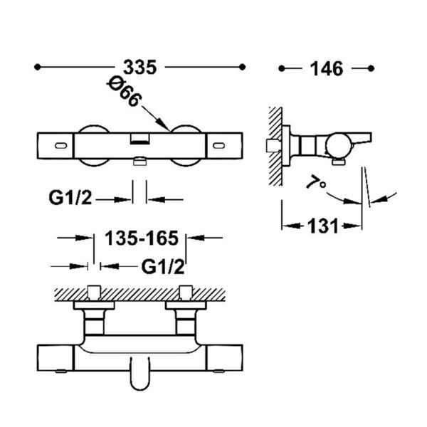 Termostatická vanová nástěnná baterie OVER WALL