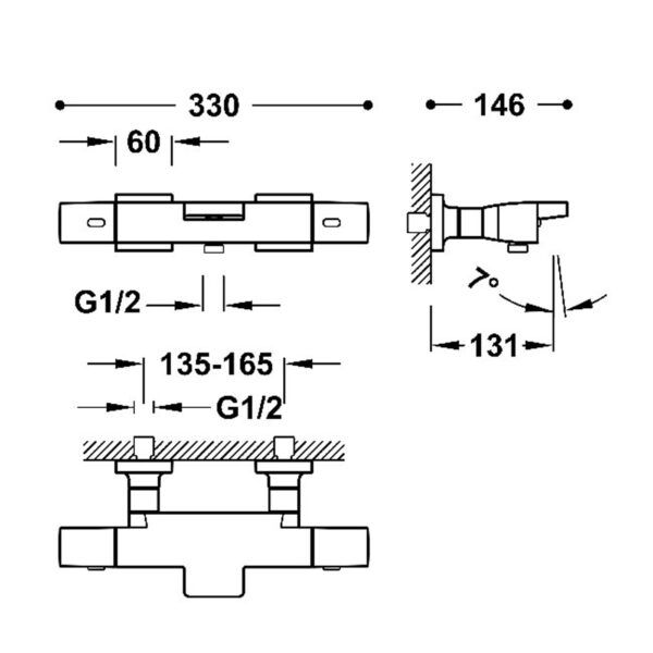 Termostatická vanová nástěnná baterie OVER WALL
