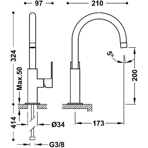 Umyvadlová baterie LOFT-Tres