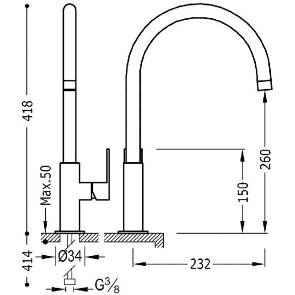Umyvadlová baterie LOFT-Tres
