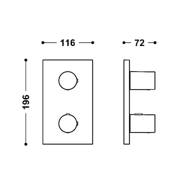 Viditelný termostatický díl pro podomítkový 2-cestný THERM-BOX