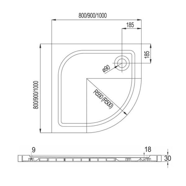 Lavilla sprchová vanička čtvrtkruh