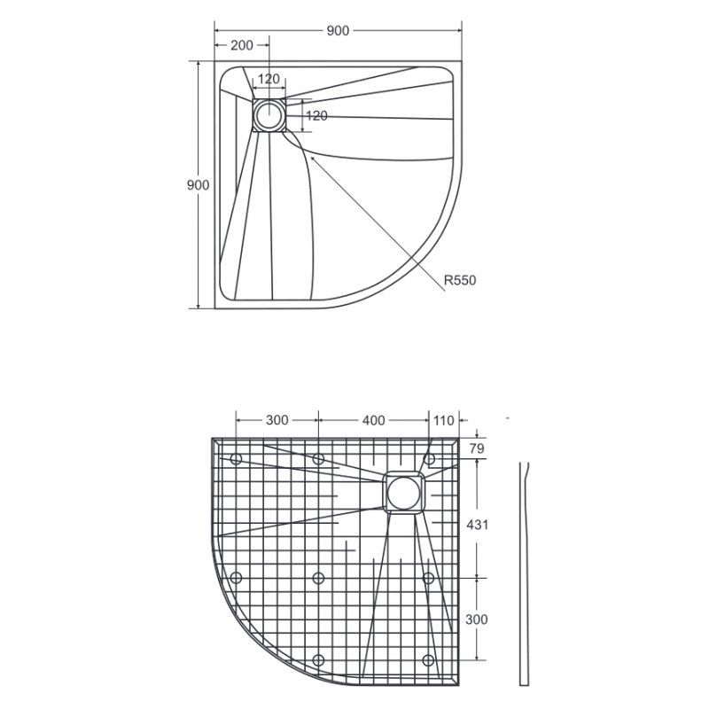 Sprchová vanička VEXO čtvrtkruh Sprchová vanička VEXO čtvrtkruh