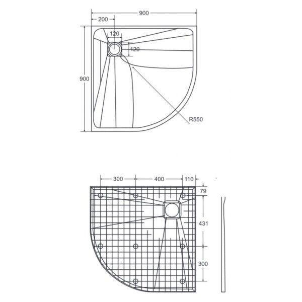 Sprchová vanička VEXO čtvrtkruh