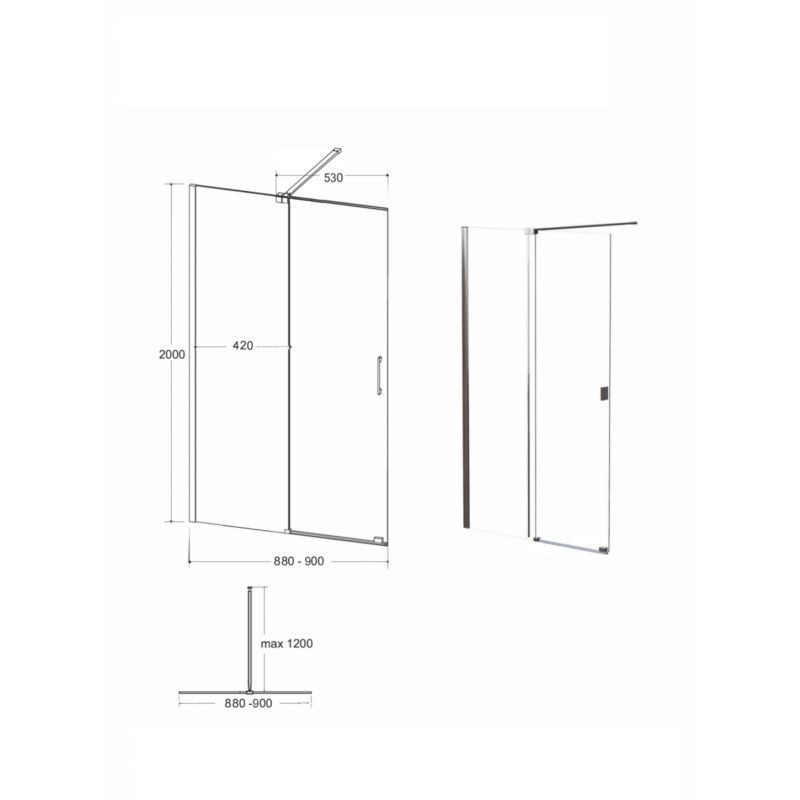 VAYO Black walk-in sprchový kout VAYO Black walk-in sprchový kout