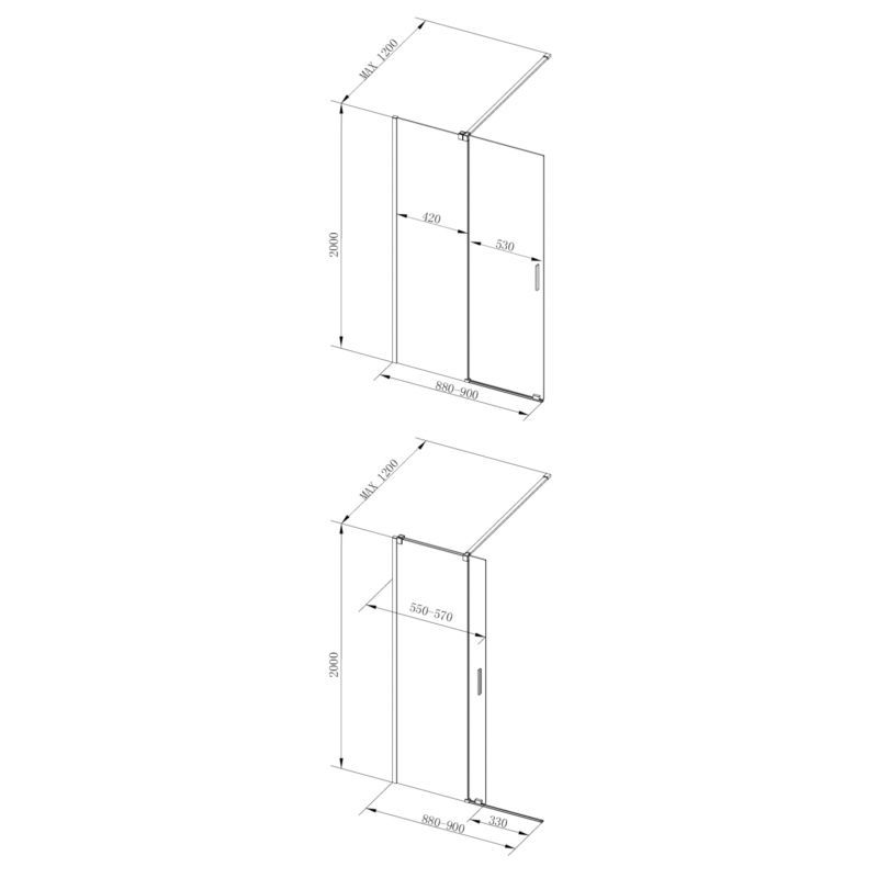 VAYO Black walk-in sprchový kout VAYO Black walk-in sprchový kout