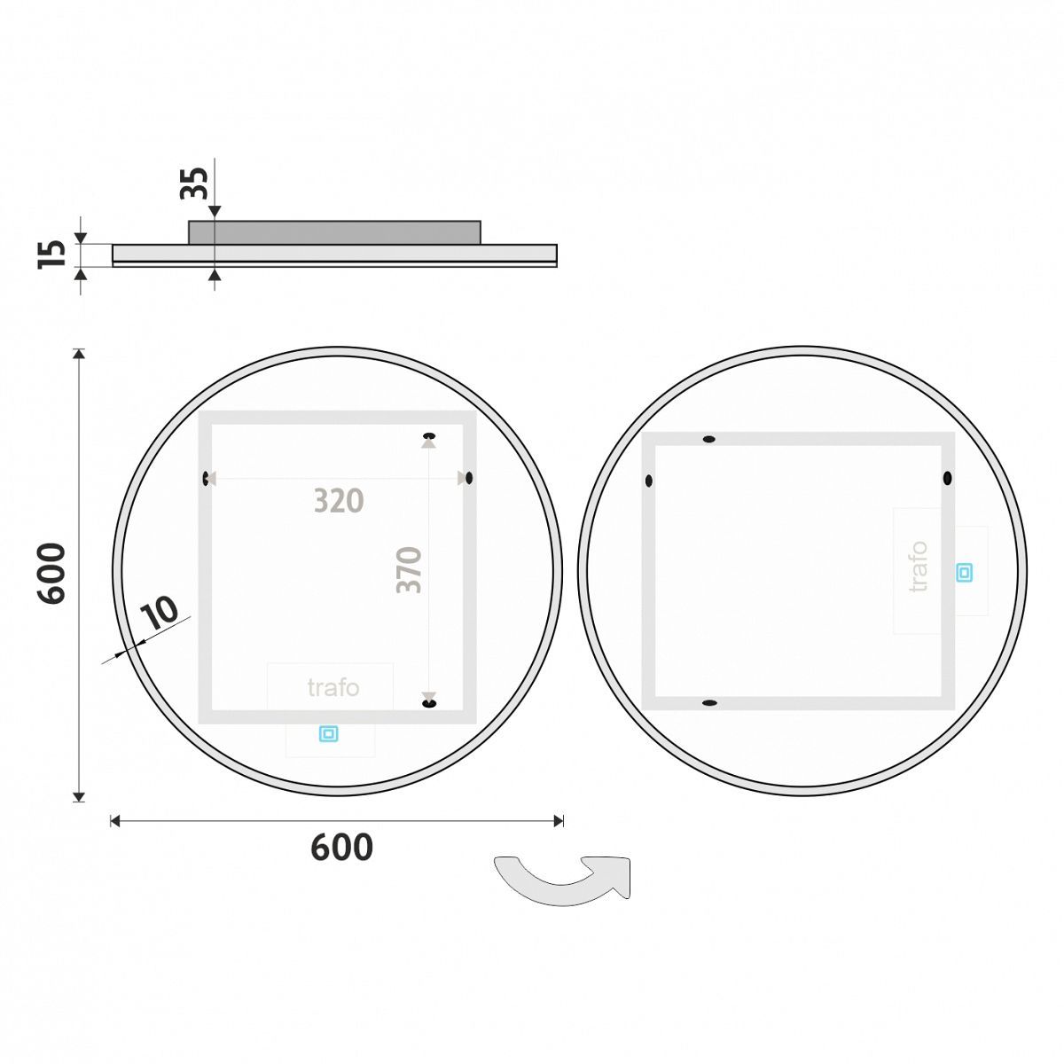 Kulaté LED zrcadlo 60 cm Kulaté LED zrcadlo 60 cm